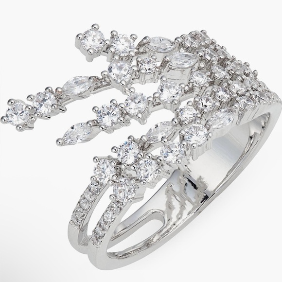 Nordstrom Angled Mixed Stone Ring Silver Size 9 NWT - Picture 1 of 3